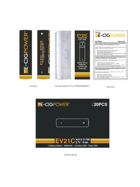 E-Cig Power - Accus EV21C-21700 5000mAh