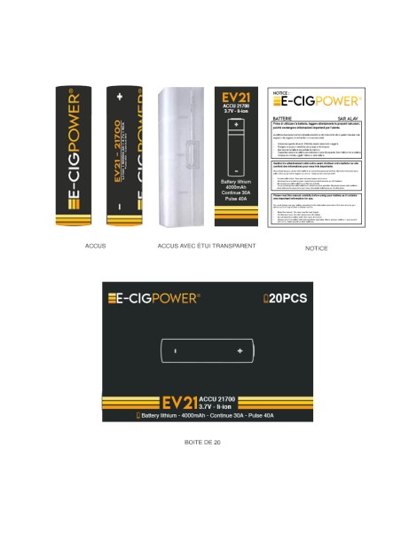 E-Cig Power - Accus EV21-21700 4000mAh