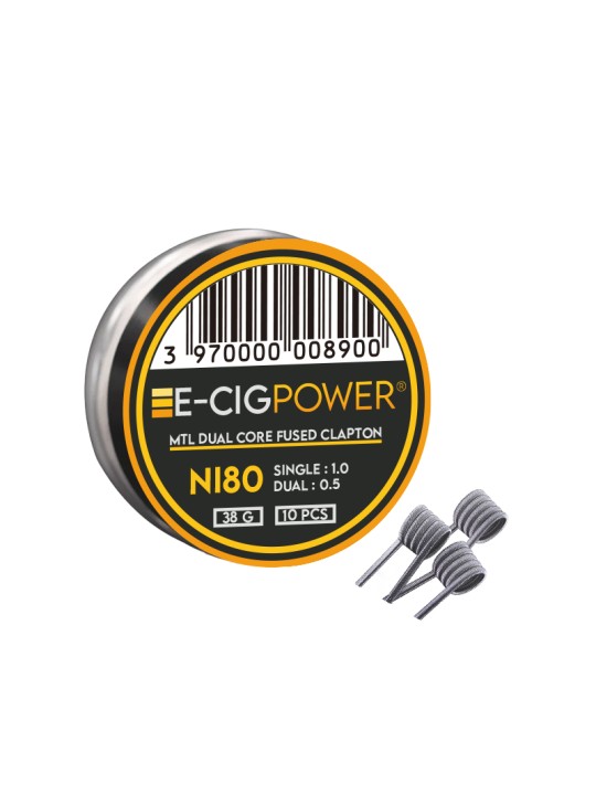 E-Cig Power - Ni80 MTL Dual Core Fused Clapton X10